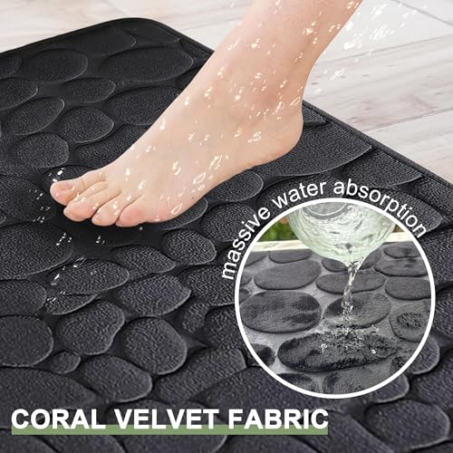 Tapis de bain lavable en machine grand format noir absorbant 91x61 cm - 4