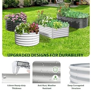 A anleolife 6x3x2 ft galvanized raised garden beds outdoor 4 pack oval large metal deep root planter box for planting vegetables flowers herb anti rust easy setup antique white  urban country home decor