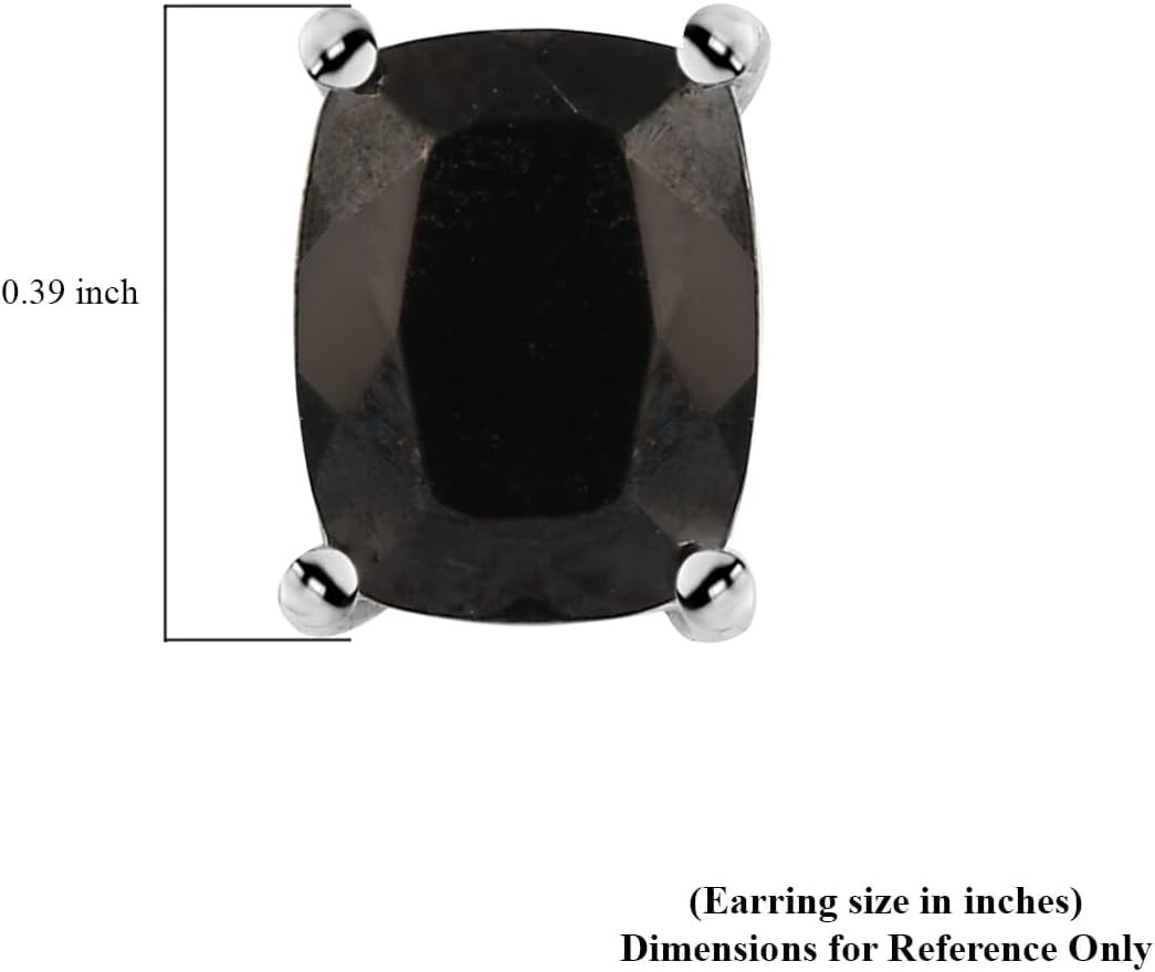 Stud Solitaire Earrings Platinum Plated 925 Sterling Silver Black Karelian Shungite Unique Birthday Christmas Gifts for Women Ct 2.1