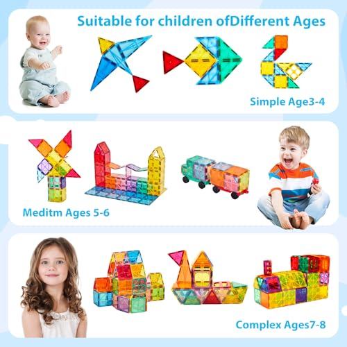 Magnetic Building Tiles, 134PCS Large Magnet Building Set,Magnetic Blocks, 3D STEM Stacking Toys, Magnets Toy for Kids Boys Girls - Image 4