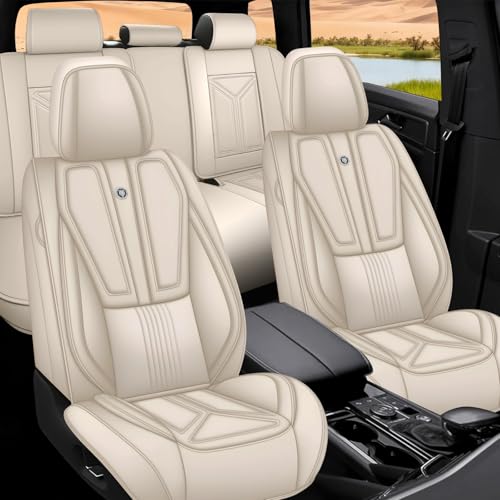 Image of Custom Car Seat Covers for Chevy Blazer 2019-2026,Easy Install,Beige | nappa leather seat protector,full coverage seat covers,all weather seat cover,waterproof,anti-slip,easy clean,5 seat Standard