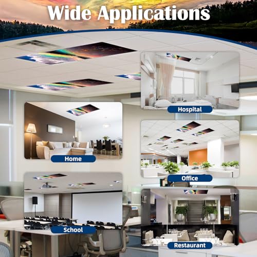 Image of ANGSYLTH 8 Pcs Fluorescent Light Covers - 4 x 2 Feet Covers for Ceiling Lights, 8 x 10 Magnetic Light Filters for Classroom, Office, Hospitals (Sunset)