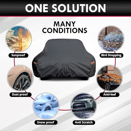Image of 6 Layer Extra Large Sedan Car Cover Universal Fit for Buick Electra 225, Chrysler New Yorker, Chevrolet Caprice(71-76), Ford Thunderbird(72-76),Galaxie 500(65-67),etc. Fits Cars up to 225 Inch