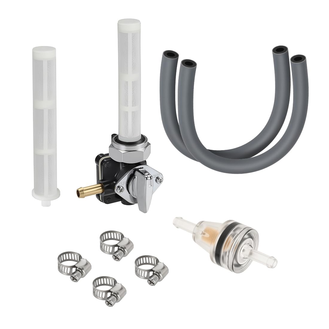 Kraftstoffhahn Petcock 22mm linker Ausgang passend für Harley Softail Custom FXST Dyna Super Glide FXD FXR Heritage Softail FLST FLHR Electra Glide FLHTC Road Glide 1993-2001 Benzinhahn 61338-94D