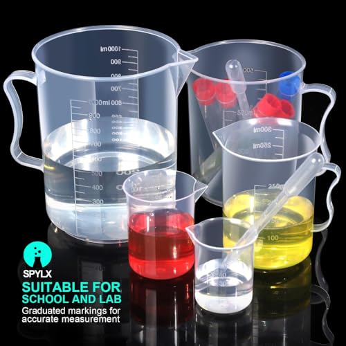 Image of Measuring Jugs, Plastic Food Grade Liquid Measuring Cups Molded Graduations - Chemical Resistant, Autoclavable - Handle for Convenient Lifting (10, 1000ml)
