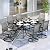 MFSTUDIO 7-Piece Outdoor Patio Dining Set, 6 Metal Dining Swivel Padded Chairs and Steel Frame Slat Larger Rectangular Table with 1.57" Umbrella Hole for Poolside, Porch, Backyard