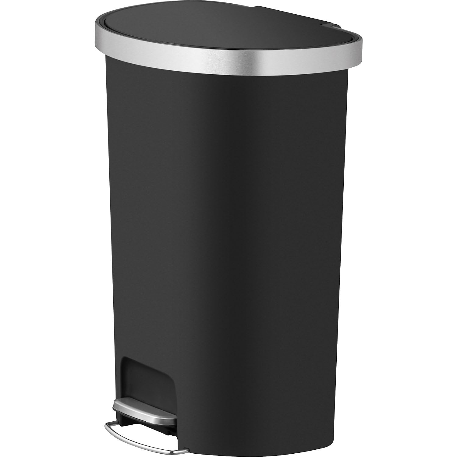 EKO Cestino A Pedale Hana 55 Litri - Semicircolare Nero, Apertura Soft-close, Design Moderno, Dimensioni 365x670x480 Mm