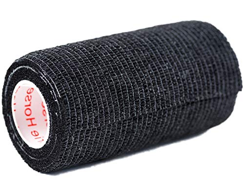 Image of 2 Pack Premium Vet Wrap - Self Adhesive Bandage Wrap & Athletic Tape - 4 inch x 5 Yards Elastic & Self-Sticking Cohesive Bandage for Pets, Sports, Wrists & Ankles - Black by Prairie Horse Supply