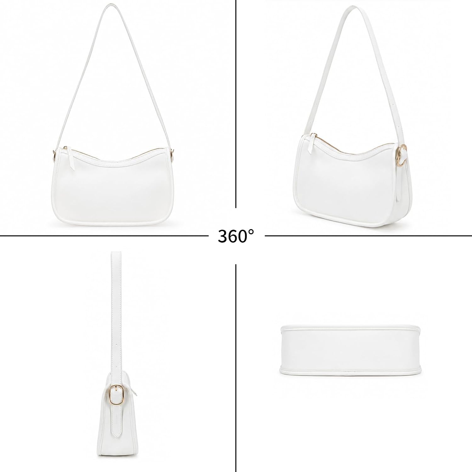 Women's Crescent Shoulder Bag Summer Purse | Smooth or straw-look Vegan leather, Adjustable Strap, Lightweight Hobo Bags,Zip Pocket,Summer Travel, Vacation, Daily Commute