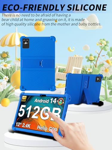 Étui DOOGEE T40 Pro : coque silicone 12 pouces avec support ajustable bleu - 2