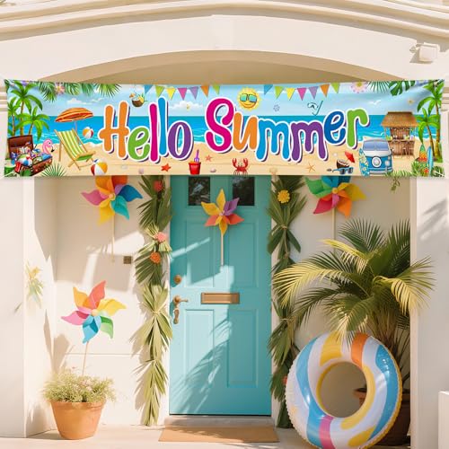 Décoration d'été hawaïenne à suspendre Hello Summer 248cm