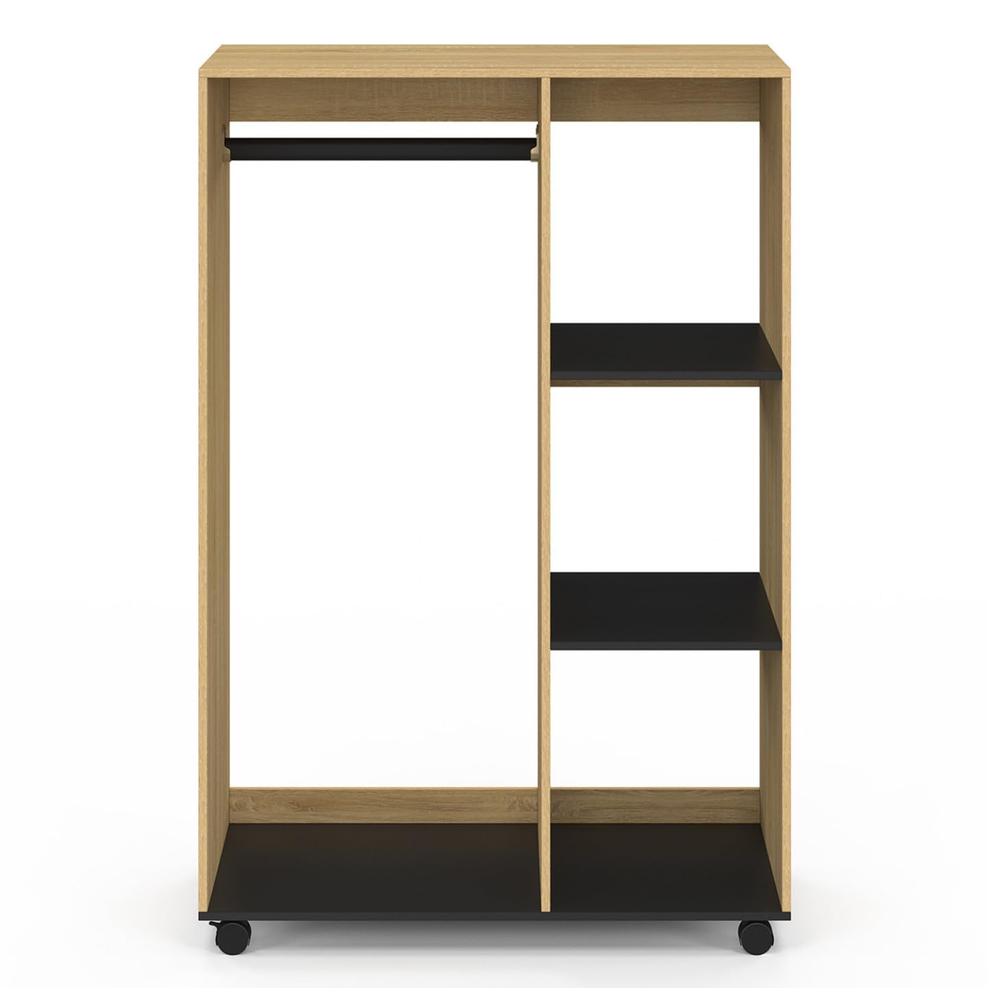 IDMarket - Dressing penderie RACHEL 80 x 40 x 120 cm à roulettes hêtre et noir