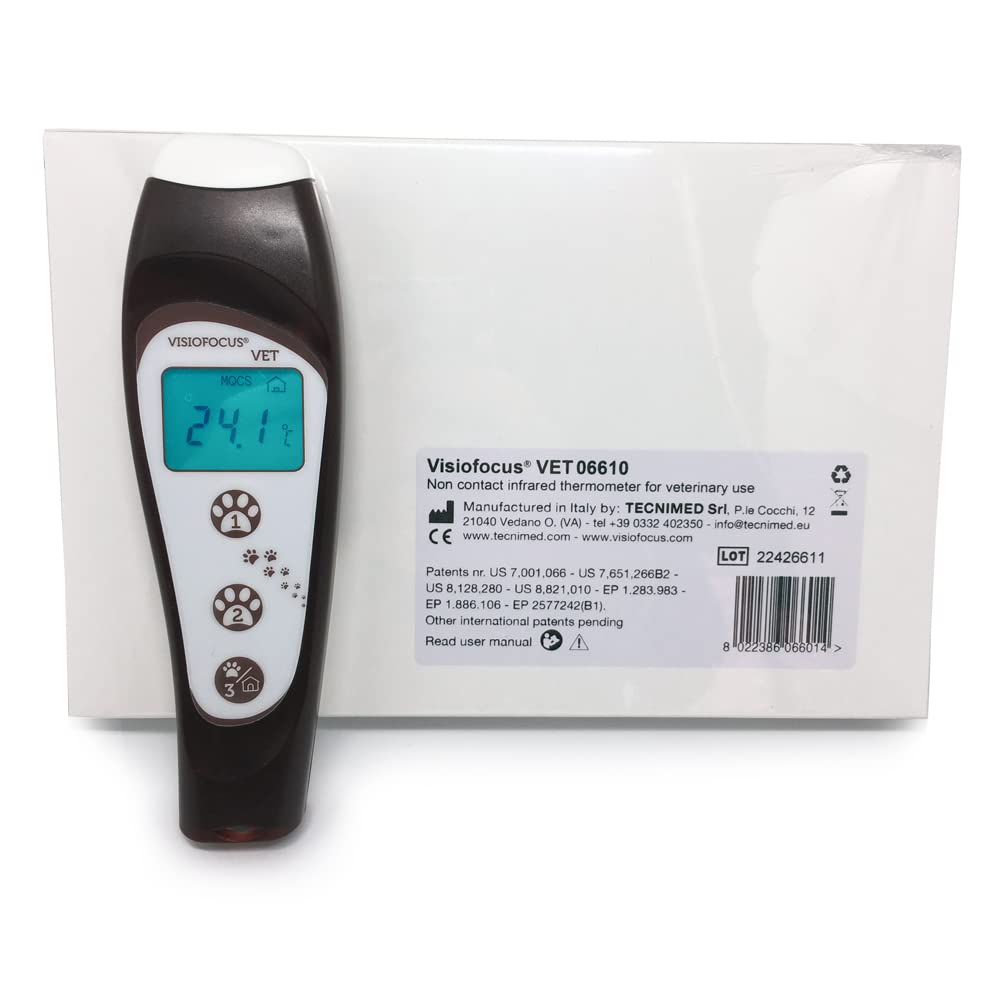 TECNIMED - VisioFocus VET Termometro infrarosso senza contatto per animali ad uso professionale - Senza nessun contatto con l'animale - Made in Italy (Marrone)
