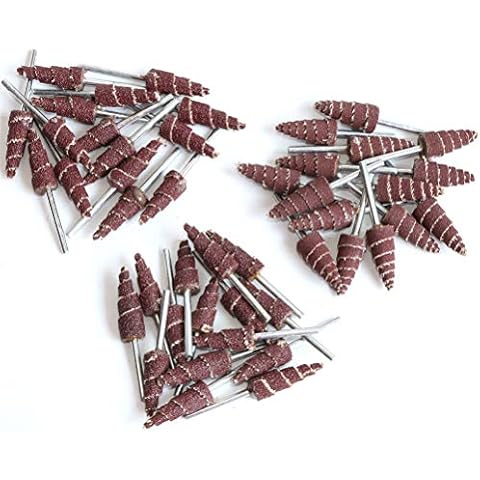 3x12mm Cone Shape Abrasive Flap Wheel,Sandpaper Grinding Head for Rotary Tool, 1/8" Shank 30Pcs,Used for Groove, Gap, Corner polishing Cover