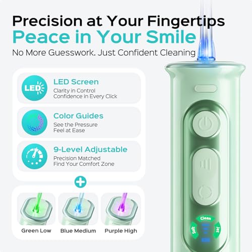 Image of COSLUS T50 Portable Water Dental Flosser for Travel with Screen Display