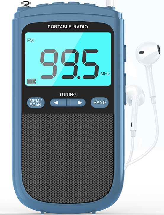 Miniatura 2 de AM FM Portable Radio,Pocket Radio with Best Reception,Transistor Radio with Big Digital Screen, Sleep Timer,Stereo Earphone Jack, and Alarm Clock