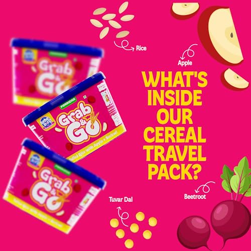 Image of BE'BE' BURP Travel pack Grab & Go - Puffed Rice Mix Porridge with Apple & Beetroot |Natural Food No Sugar No Salt | No Artificial Preservatives & Flavours | 120gm (Pack of 4)
