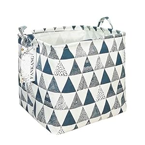 FANKANG Square Nursery Hamper Storage Bins Canvas Laundry Basket Foldable with Waterproof PE Coating Large Storage…