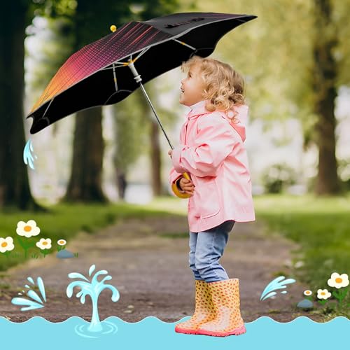 Paraguas para niños resistente al viento con diseño Ikats y banda reflectante 7