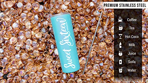 Sweet 16 Gifts For Girls 20 Oz Rose Gold Stainless Steel Tumbler W Lid, Sweet 16 Birthday Decorations For Girls, 16Th Birthday Decorations For Girls, Sweet 16 Decorations 16Th Birthday Gifts For Girls #TOP6