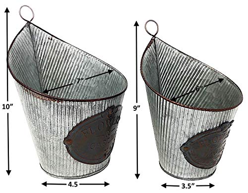 Metal Wall Planter Pocket Hanging Organizer Indoor Outdoor Tin Metal W Antique Copper Plates Flowers & Garden 10" & 9" (Set Of 2) #TOP1