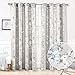 DriftAway Gray Floral Curtains for Bedroom 84 Inch Length Blue and White Flower Branch Printed Pattern Room Darkening Thermal Insulated Grommet Drapes for Living Room 2 Panels Gray Blue and White