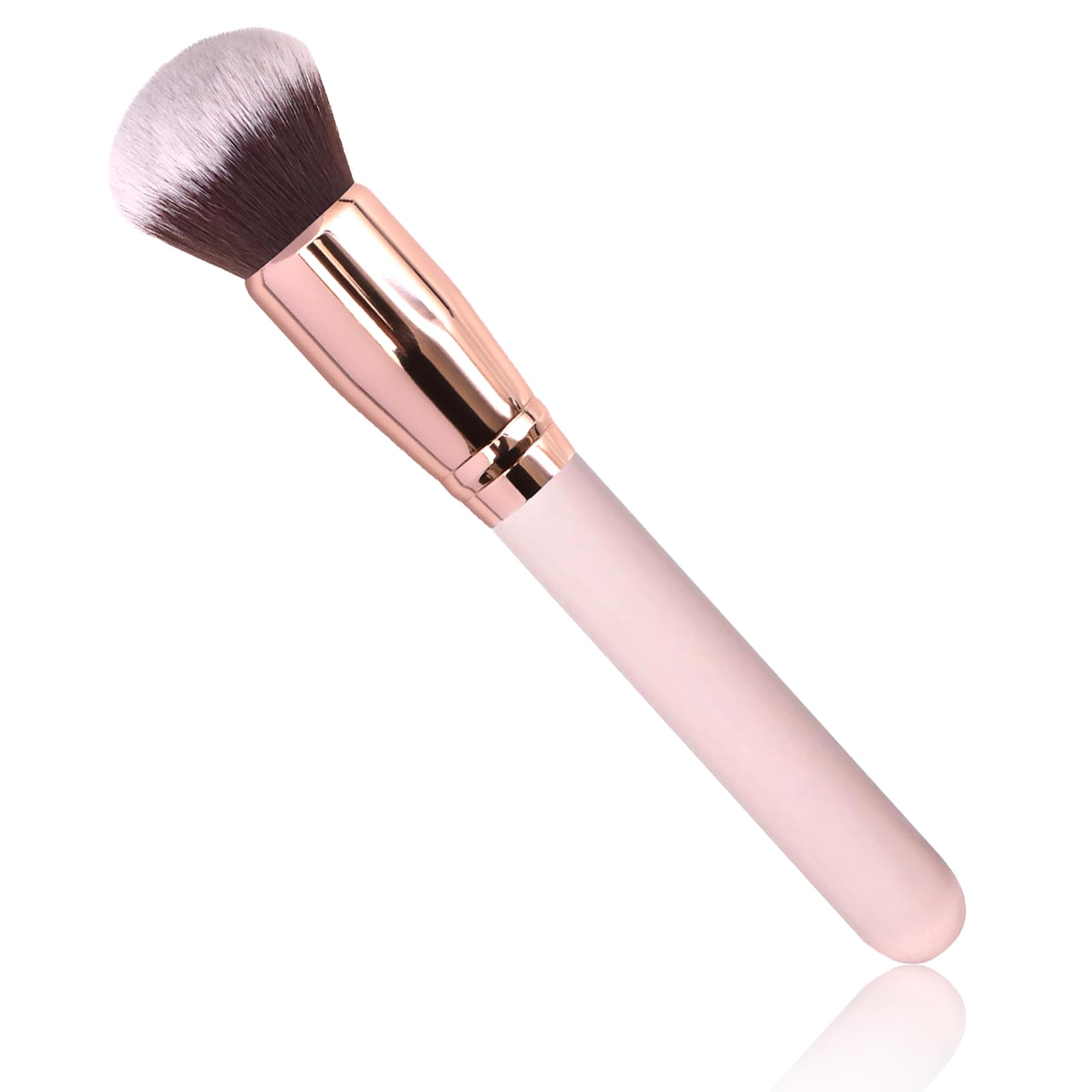 Pincel Profesional para Base de Maquillaje, Brocha Maquillaje Fluido, para Maquillaje Facial, el Pulido, Puntillismo, Antiojeras, Mezclar Crema, Líquidos y Polvos, Oro Rosa