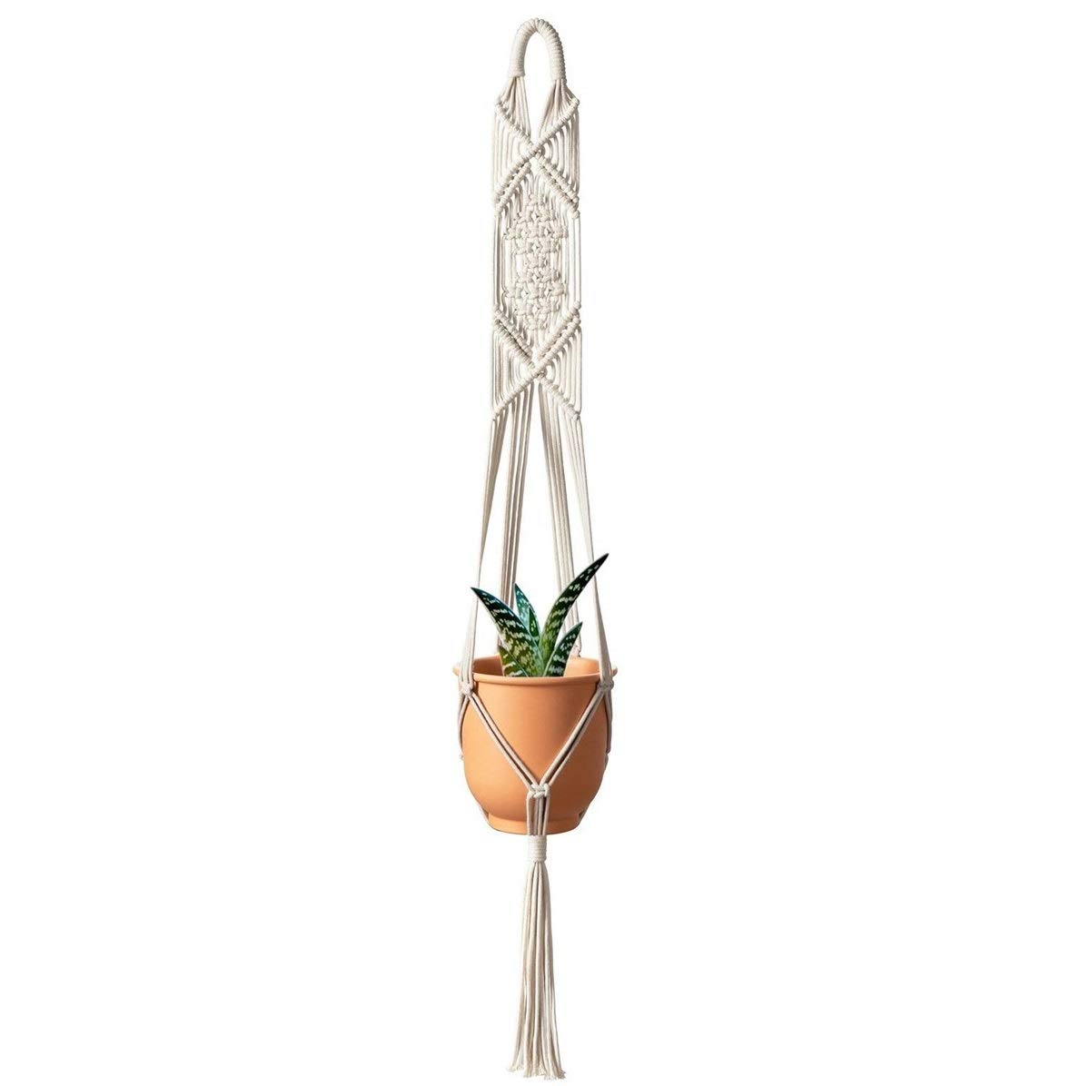 ecofynd Cotton Rope Flower Plant Basket Hanger Pot Holder Without Pot (M4, Ivory), 1 Piece (B07NPGRH9Q) Amazon Price History, Amazon Price Tracker