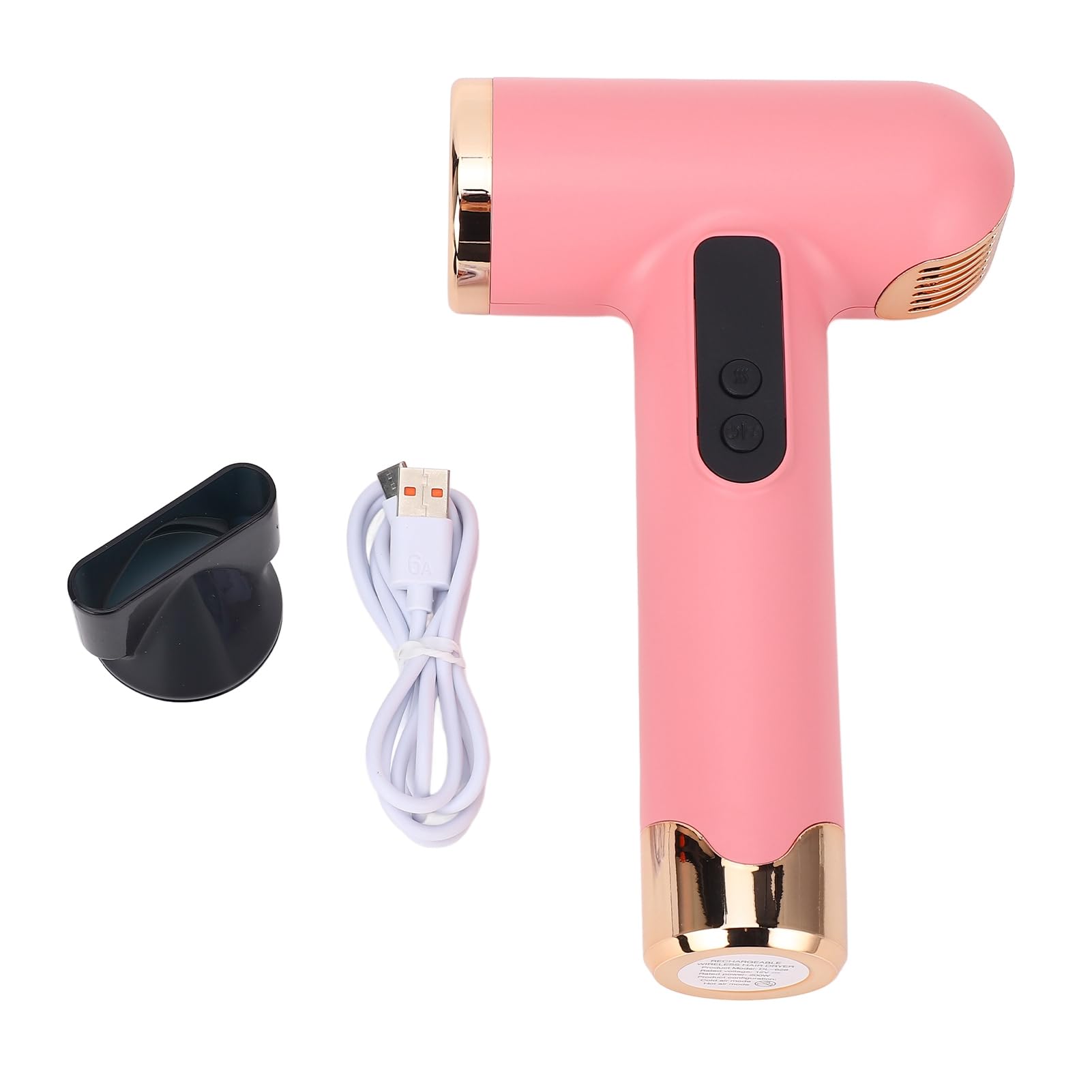 Mingzhe Secador de Pelo Inalámbrico 200W Secado Rápido con Boquilla (Rosa)