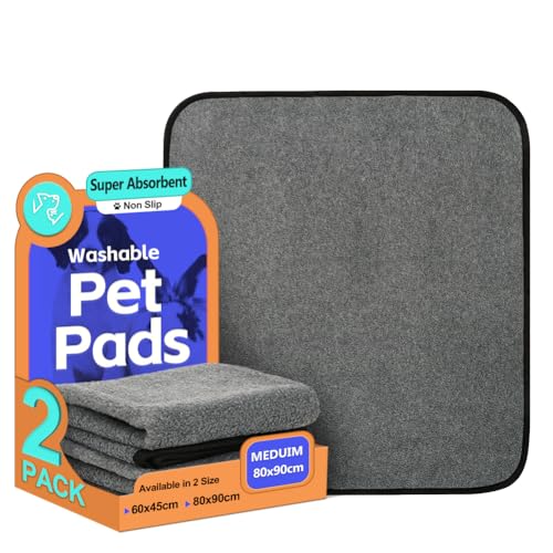 Image of Washable Dog Pee Pad 2 Pack (80x90cm) Waterproof Reusable Puppy Training Pads Non-Slip Pet Whelping Pads