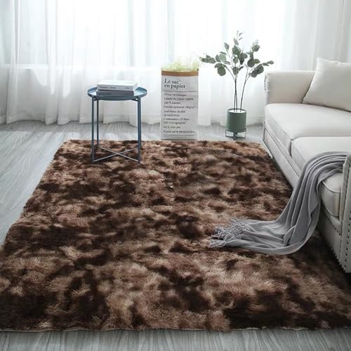 XUEDNGM Hochflor Langflor Teppiche Modern 190 x 190 cm Waschbar Bis 30 Grad, Super Soft, Anti-Rutsch, Flauschig Teppich Plüsch Wohnzimmer Shaggy Teppich Wohnzimmer für Wohnzimmer, Schlafzimmer, braun