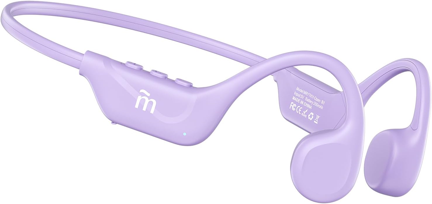 Bone Conduction Headphones,Open Ear Headphone Bluetooth5.4 with Mic,Wireless Headphone 10H Playtime, Waterproof Sport Headphones Suitable for Running,Cycling, Outdoor Sports Lilac