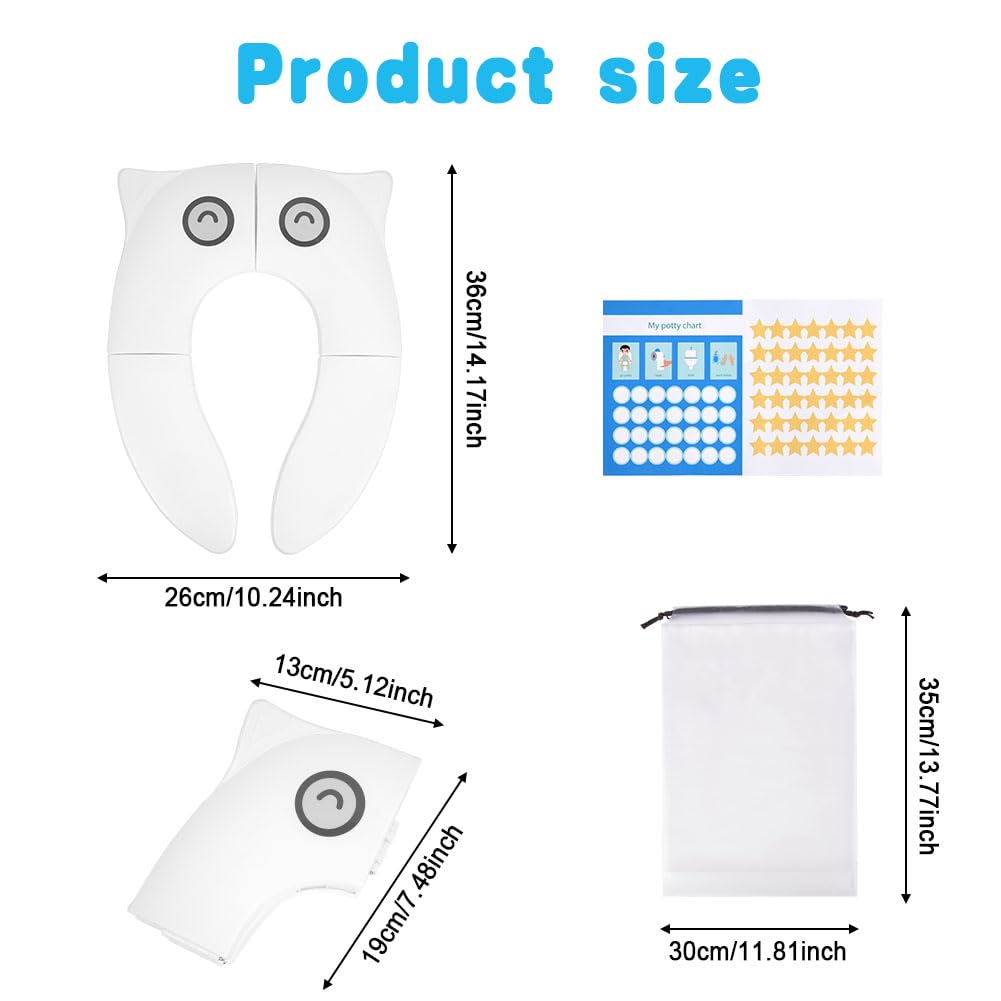 HOTUT Folding Travel Toilet Seat,Folding Travel Potty Seat for Boys and Girls with Toilet Training Reward Chart,Folding Toilet Seat with Storage Bag,Folding Potty Training Seat for Kids - Image 2