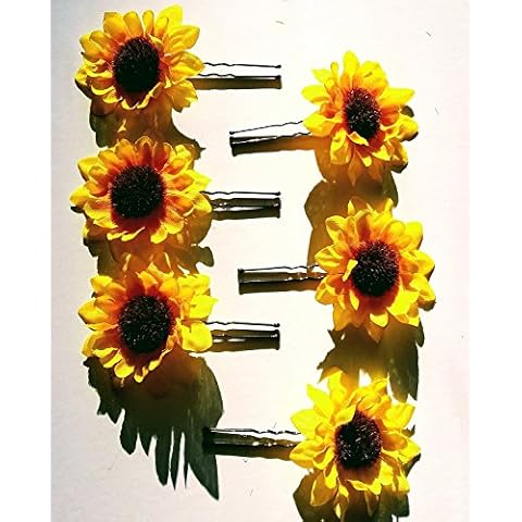 Small Sunflower Flower Hair Pins - Set of 6 Cover