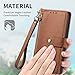 XYX Wallet Case for Xiaomi 14T 5G, RFID Blocking Love Heart Pu Leather Case Zipper Purse Wrist Strap with 7 Card Slots for Xiaomi 14T 5G, Brown