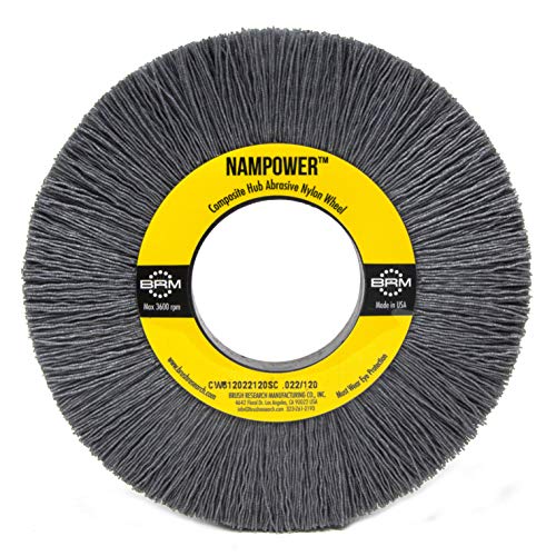 Image of Brush Research CW612040120SC Nampower Composite Hub Abrasive Nylon Wheel Brush, Round Hole, Silicon Carbide Filament, 6 inch Diameter, 0.040 inch Wire Diameter, 2 inch Arbor Hole, 1.5 inch Bristle Length, (Pack of 1)