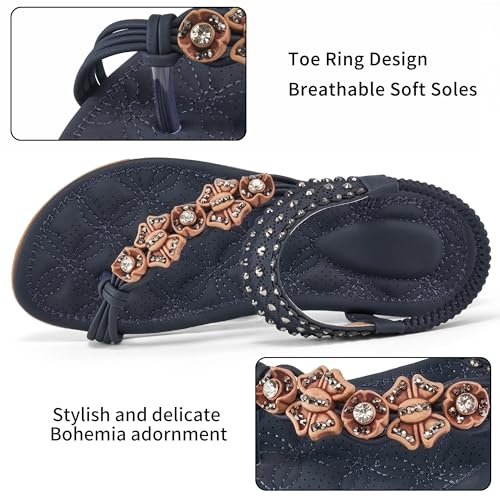 Image of Alicegana Womens Sandals Dressy Flats: Bohemian Summer Comfortable Split Toe Shoes Walking Vacation Gladiator 2026