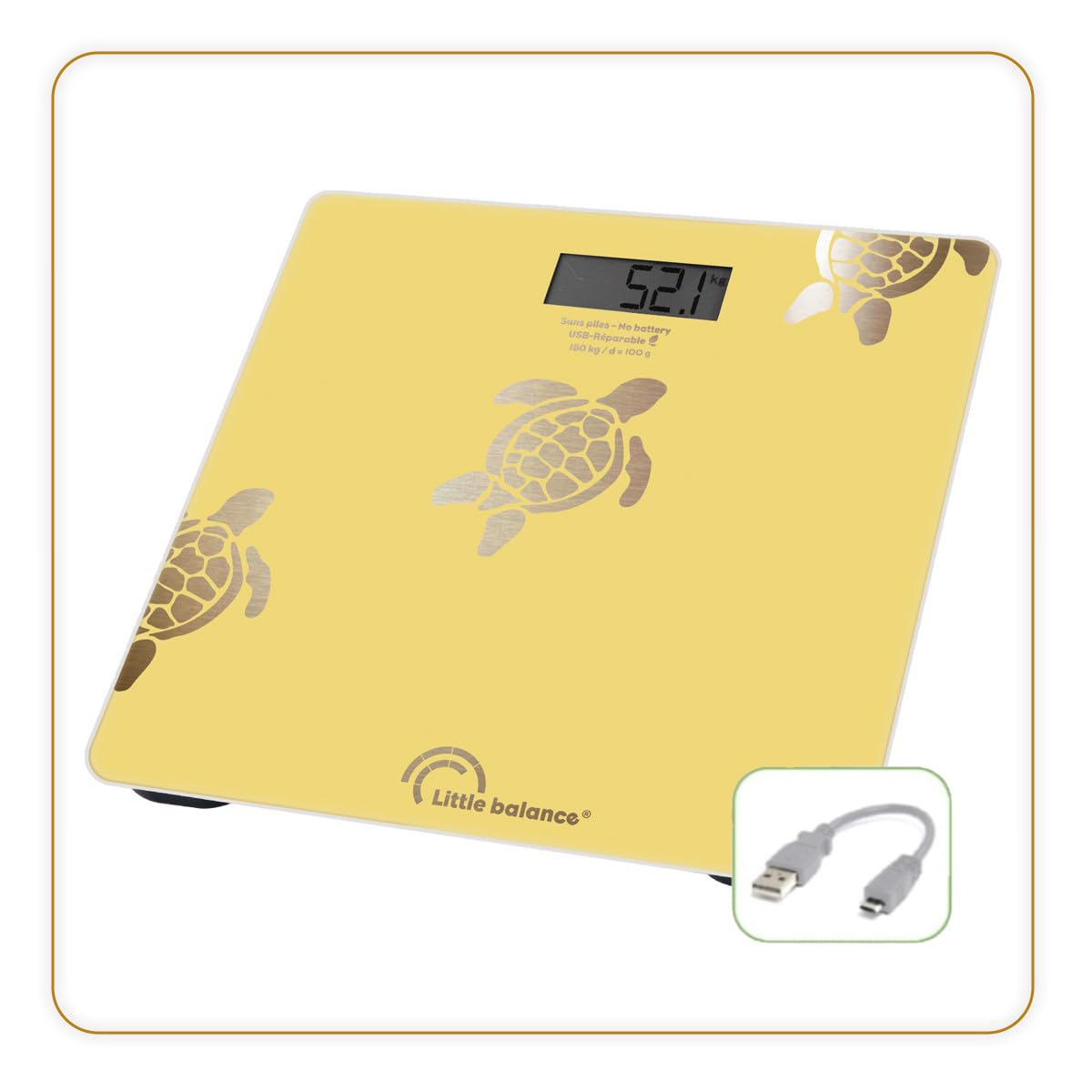 PESE PERSONNE VERRE USB-R TORTUES SABLE 180 KG/100G LITTLE BALANCE - 8731