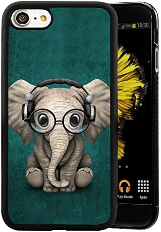 SYtrad Elephant Music iPhone SE 2nd Generation Case,Shockproof Slim Anti-Scratch Protective Kit with Heavy Duty Dual Layer Rugged Case Non-Slip Grip Cover for iPhone 7 8，Black (Elephant Music)