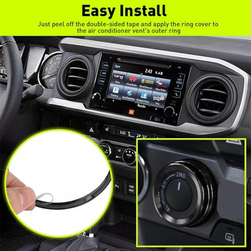 Image of Aluminum Alloy Vent Outer Rings Kit for Toyota Tacoma 2016-2023 (4pcs Black) - Air Conditioner Vent Trim Rings, Metal Interior Upgrade Accessories