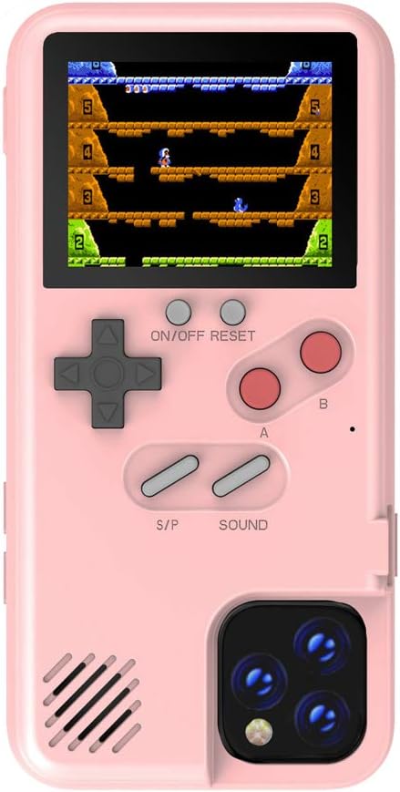 GO-VOLMON Handheld Color Gameboy Case for iPhone 7Plus, 36 Retro Games Playable Phone Case, Cool 3D Case for iPhone 6P/6SP/7P/8P Pink