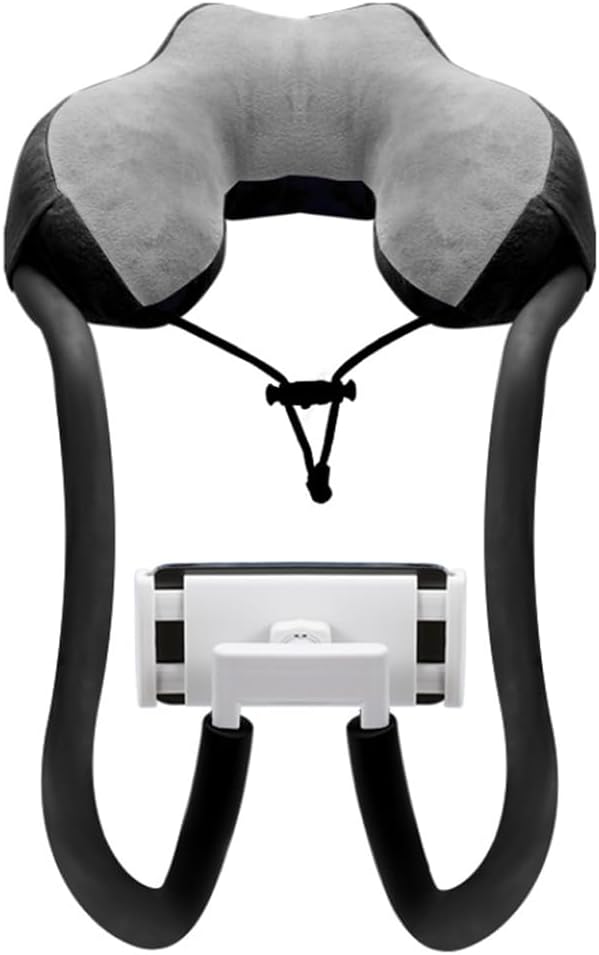 Neck Pillow Phone Holder,Lazy Gooseneck Cell Phone Stand with 360 Clip,Universal Mobile Phone Tablet Stand for iPhone 15 14/14 Pro Max/13 (Black)