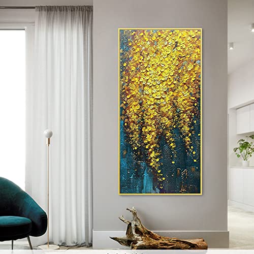 Peinture fleurs 3D pour habiller un grand mur blanc de salon vide