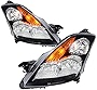 AUTOSAVER88 Headlight Assembly Compatible with 07 08 09 Altima Sedan 4-door 2007 2008 2009 Altima Black Housing with Amber Reflector Clear Lens