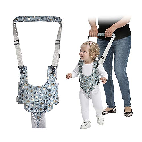 CLINI Arnés para caminar para bebés, cinturón de bebé transpirable, arnés para caminar ajustable durante 7-24 meses (Azul búho)