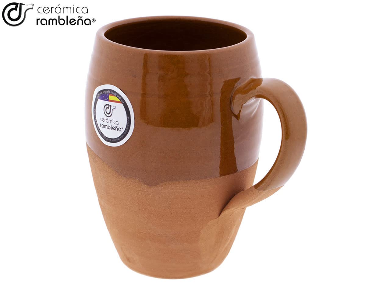 CERAMICA RAMBLENA Set 4 Bicchieri Da Birra In Terracotta Rossa - Fatti A Mano, 330 Ml, Modello 06, Artigianato Spagnolo