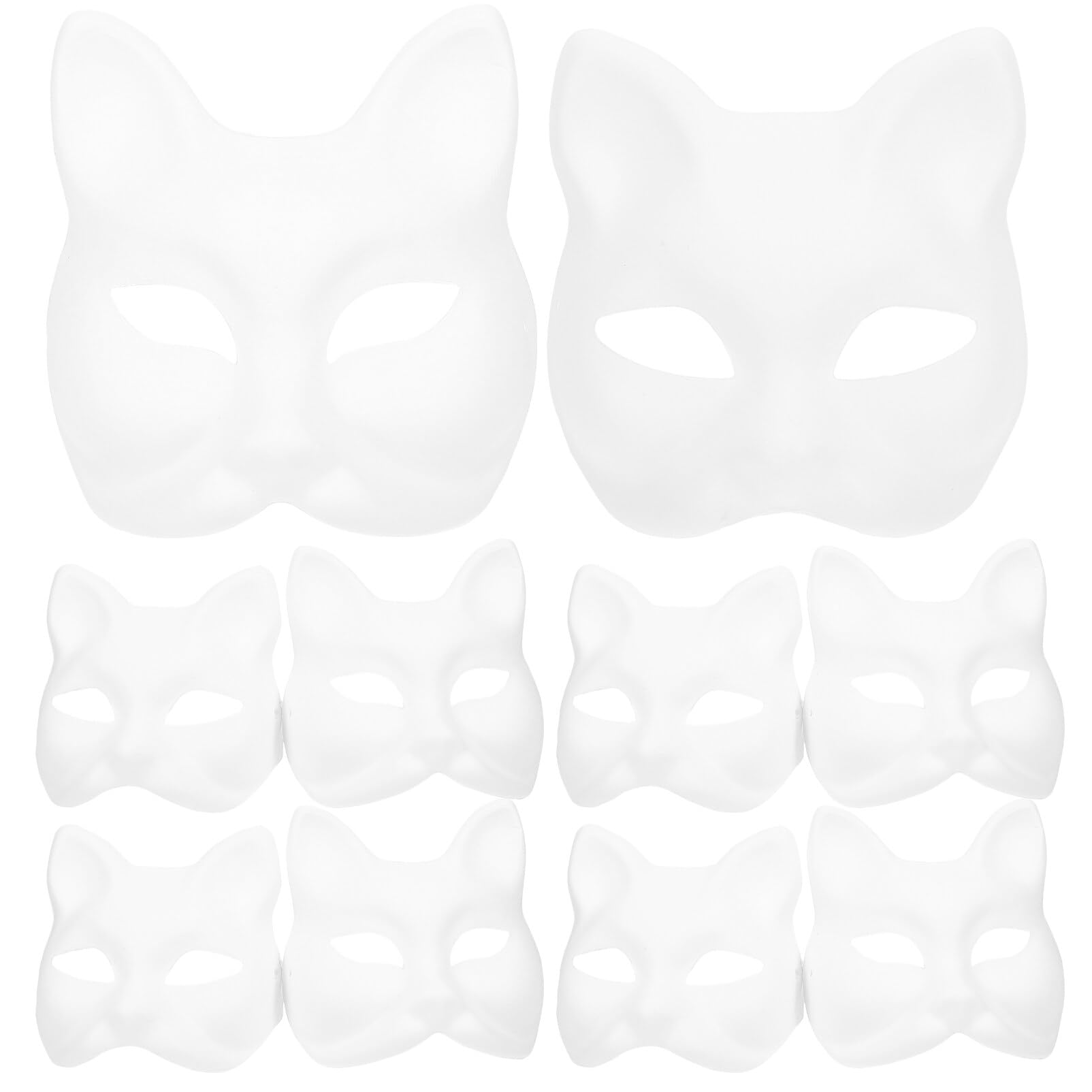 DIYEAH Cat Mask Fox Mask: 10pcs Diy Paper Mask Unpainted Masquerade Mask Paper Mache Mask White Craft Mask Pulp Blank Paintable Mask for Easter Costume