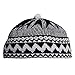 Black Cotton Blend Zigzag Beanie Kufi Hat with White Ball on Top (L- 23