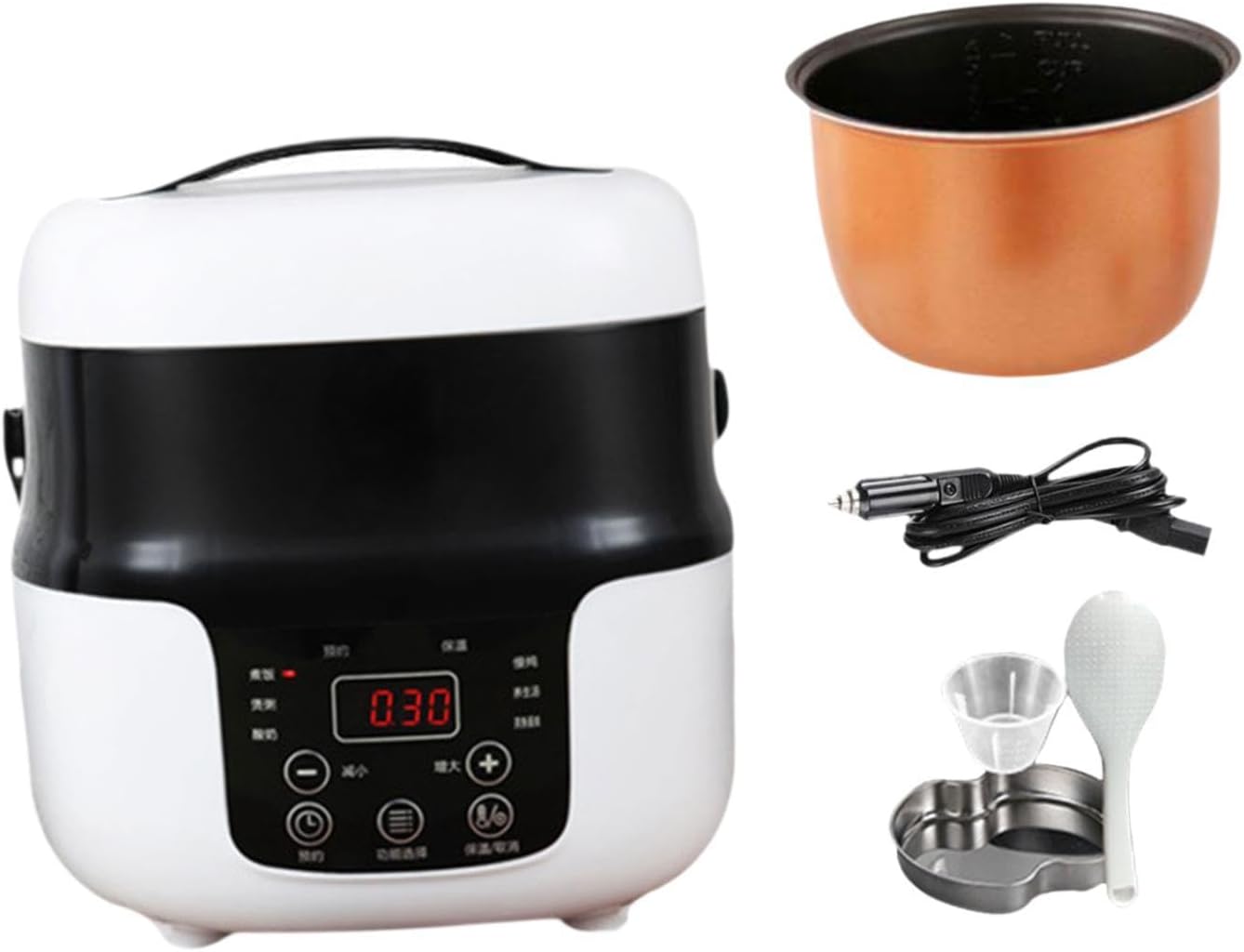 Travel Rice Cooker Rice Cooker for Car Meal Heater with Measuring Cup 2L Rice Cooker Electric Rice Cooker for Camping RV, 12V to 24V(12V to 24V)
