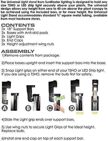 Miniatura 5 de Park Seed Sunblaster Seed Starting Soporte de luz universal T5 para encimera de cultivo en interiores con barras de soporte de 18 pulgadas